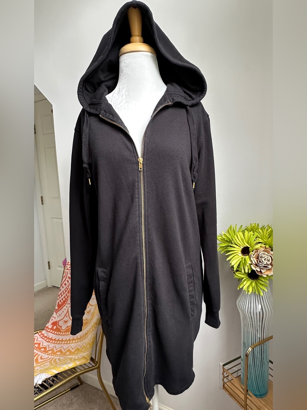 Bleeker & Mercer 3/4 cotton jersey hoodie jacket